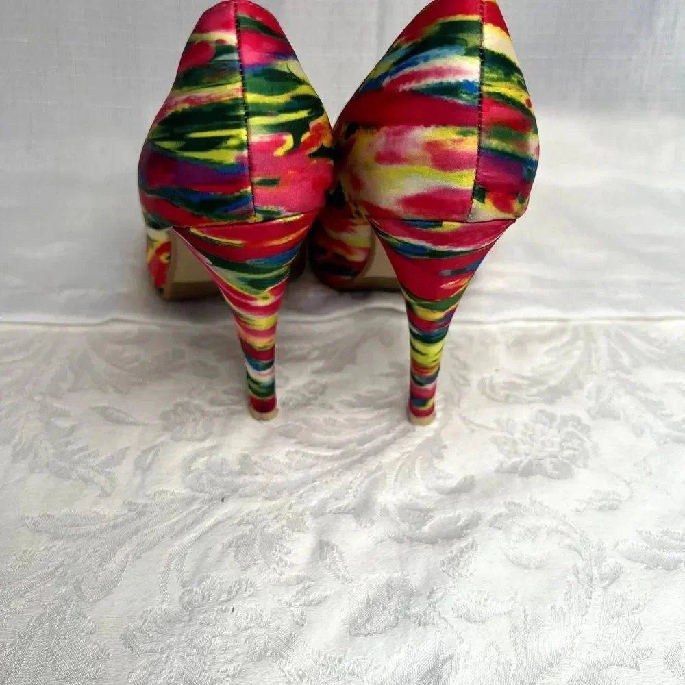 Call It Spring Open Toe Neon Multi Color Pumps‎ Size 7 - Picture 3 of 8